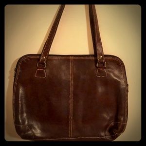 Brown no-label Italian leather shoulder bag/tote